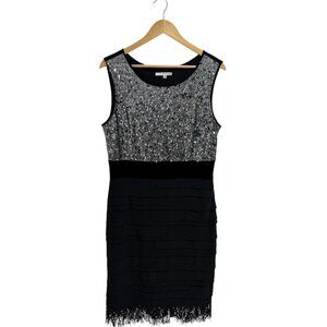 Studio one women's formal evening party pullover dress sequins black size 14